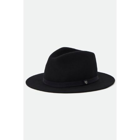 BRIXTON HATT - MESSER PACKABLE FELT FEDORA BLACK