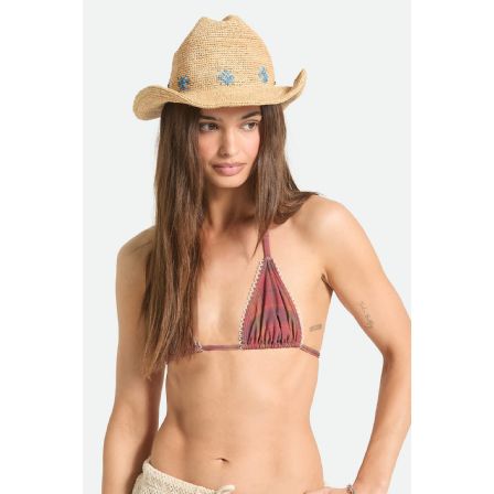 BRIXTON HATT - ODESSASTRAW PACKABLE COWBOY HAT TAN/SUNRISE BLUE