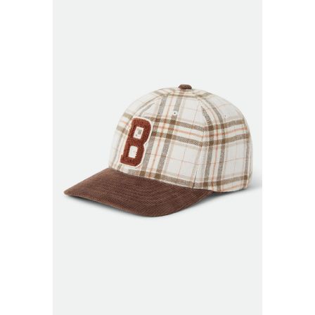 BRIXTON KEPS - BIG B ADJUSTABLE HAT -WHITCAP PLAID/BROWN CORDUROY