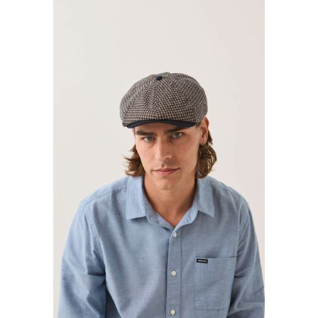 BRIXTON KEPS - BROOD NEWBOYS CAP - Navy/Sand Houndstooth
