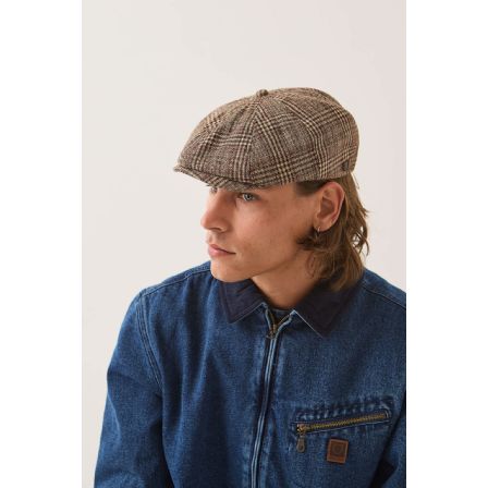 BRIXTON KEPS - Brood Newsboy Cap - Brown/Tan/Red Plaid
