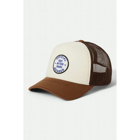 BRIXTON KEPS - OUT AFTER DARK NP HP TRUCKER HAT PIN CONE BROWN/ WHITE