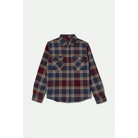 BRIXTON SKJORTA - BOWERY L/S FLANNEL - MOOD INDIGA/SAFFRON
