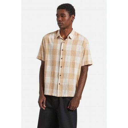 BRIXTON SKJORTA - CRU LINEN BLEND S/S WVN OFHSD