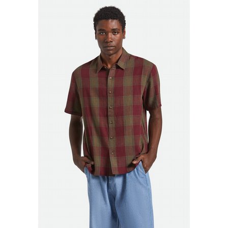 BRIXTON SKJORTA - CRU LINEN BLEND S/S WVN OLSPP