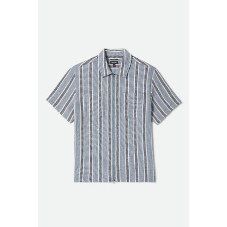 BRIXTON SKJORTA - THE DEXTER TEXTURED STRIPR S/S BLACK/DUSTY BLUE
