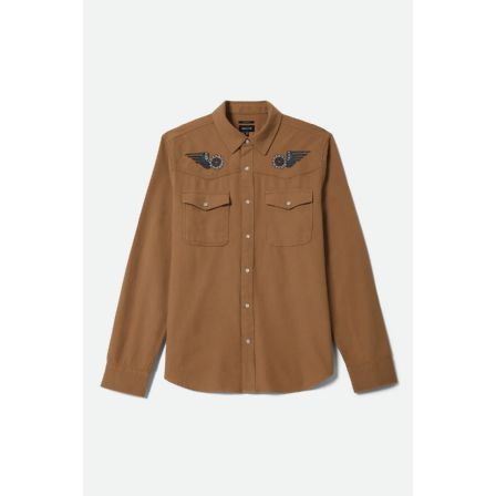 BRIXTON SKJORTA -WAYLON LW OVERSHIRT KHAKI