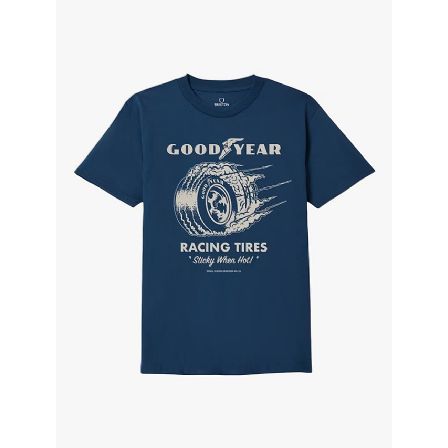BRIXTON T-SHIRT - GOODYEAR CHEATER SLICK S/S - NAVY