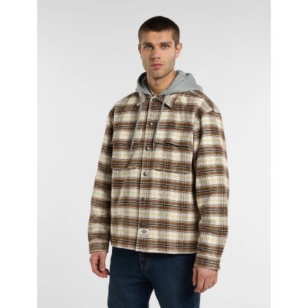 DICKIES FODRAD SKJORTA - EUSTIS HOODED FLANELL SCHACKET BEIGE
