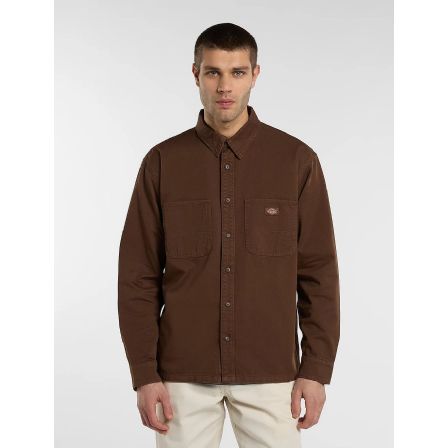 DICKIES SKJORTA - 247 GARMENT DYED WORK SHIRT TIMBER BROWN