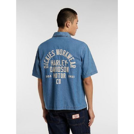 DICKIES SKJORTA - X HARLEY DAVIDSON CAMBARY WORK SHIRT BLUE