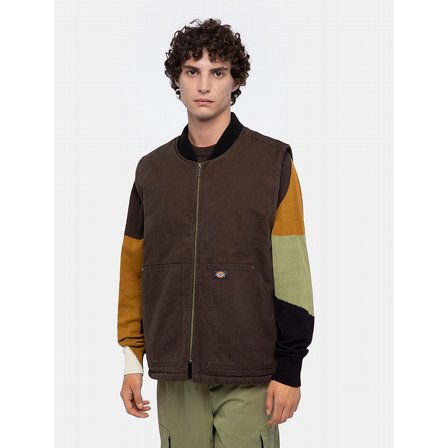 DICKIES VST - DUCK CANVAS VEST DARK BROWN