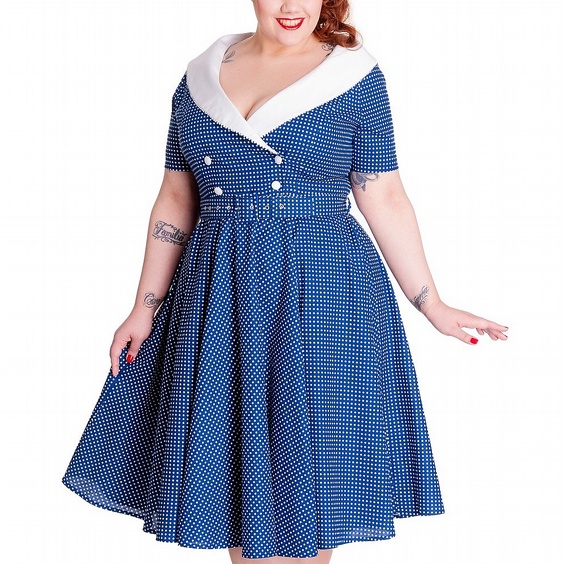 HELL BUNNY KLNNING - CLAUDIA 50S BL +PLUSSIZE