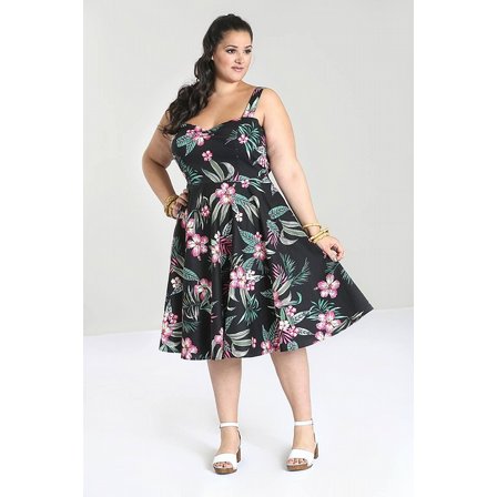 HELL BUNNY KLNNING - KALANI 50S SVART +PLUS SIZE