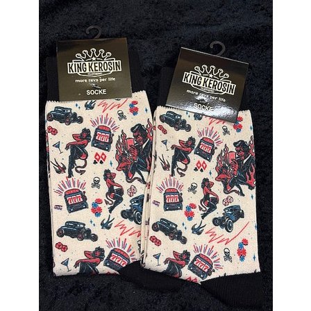 KING KEROSIN SOCKS - ROCKABILLY DEVIL OFFWHITE