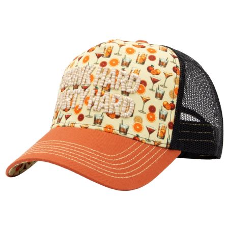 KING KEROSIN - TRUCKER CAP �DRINK HARD,PARTY HARD� ORANFE/OFF WWHITE