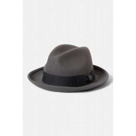 BRIXTON HATT - HORTO CB PACKABLE FELT FEDORA GREY/CHARCOAL