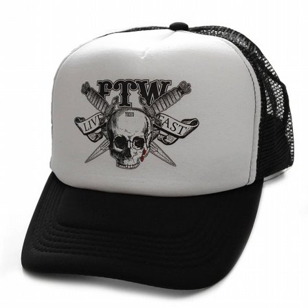TOXICO KEPS - FTW TRUCKER HAT WHITE AND BLACK