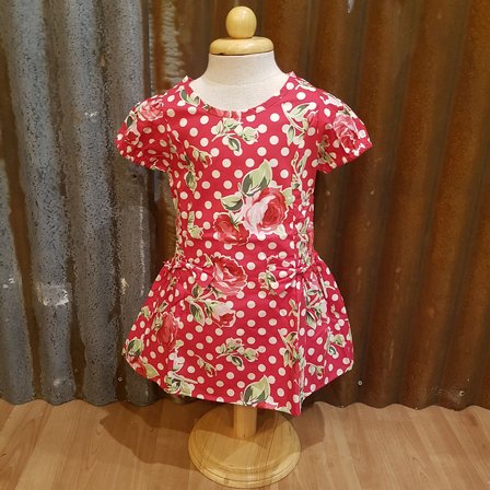 LITTLE FAIRY KIDS DRESS - MARY BOW PRICKIG RED