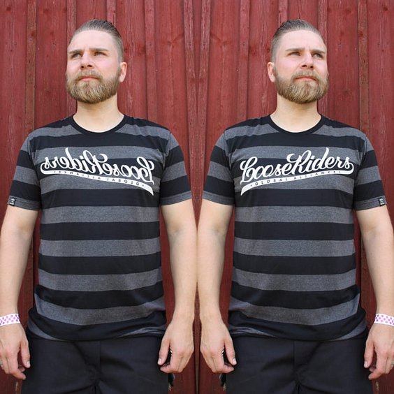 LOOSE RIDERS T-SHIRT - STRIPS SVART/GR�
