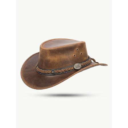 SCIPPIS HATT - BARRINGTON Leather hat rugged earth brown