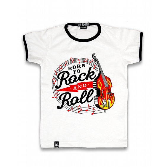 SIX BUNNIES T-SHIRT - BORN TO ROCK AND ROLL