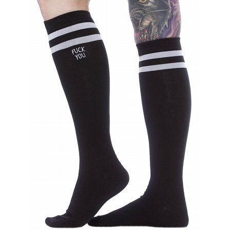 SOURPUSS STRUMPOS - F*CK YOU BLACK TUBE SOCKS