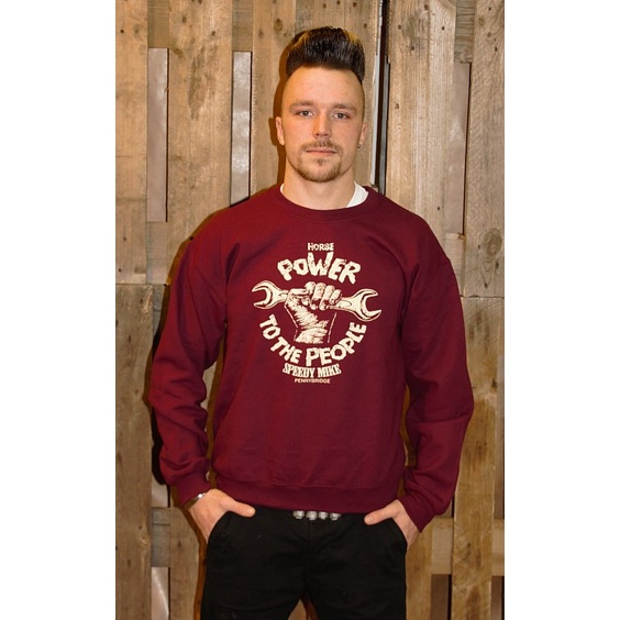 SPEEDY MIKE CREWNECK - POWER TO THE PEOPLE MAROON