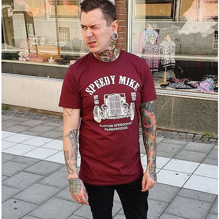 SPEEDY MIKE T-SHIRT - FRONT MAROON