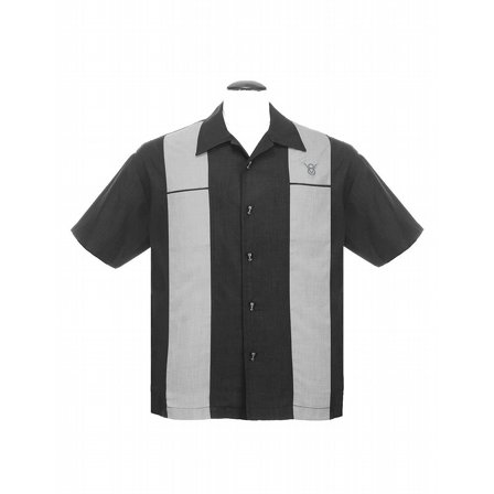 STEADY CLOTHING SKJORTA - CLASSY PISTON BOWLIN SHIRT in black/silver