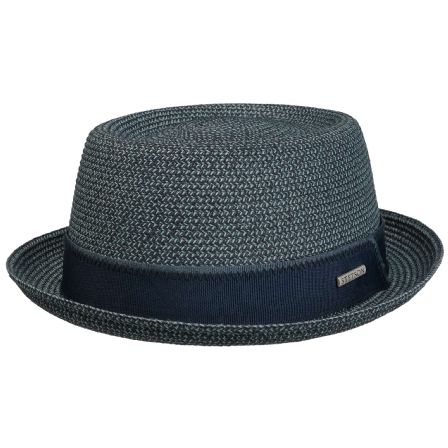 STETSON HATT - PORK PIE TOYO STRAW LIGHTBLUE/NAVY