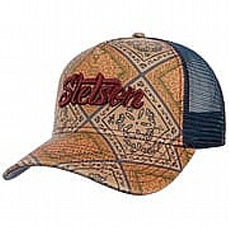 STETSON KEPS - TRUCKER CAPVINTAGE PRINT BLUE/BROWN