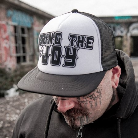 TOXICO KEPS - BRING THE JOY TRUCKER HAT WHITE AND BLACK 2