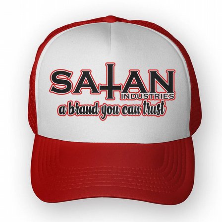 TOXICO KEPS - SATAN BRAND TRUCKER HAT WHITE & RED