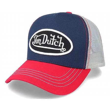 VON DUTSCH KEPS - Oval Patch Navy/Red/Grey Trucker