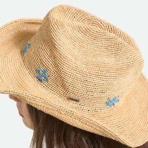 BRIXTON HATT - ODESSASTRAW PACKABLE COWBOY HAT TAN/SUNRISE BLUE 2 thumbnail