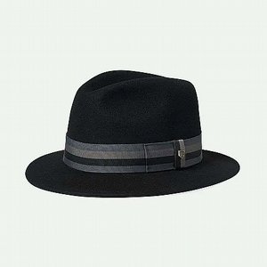 BRIXTON HATT - ROMA FEDORA BLACK/GEY CHARCOAL