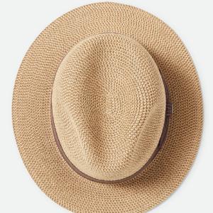 BRIXTON HATT - ROMA STRAW PACKABLE FEDORA MULTI BROWN/CHOCOLATE 2 thumbnail