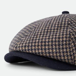 BRIXTON KEPS - BROOD NEWBOYS CAP - Navy/Sand Houndstooth 4 thumbnail