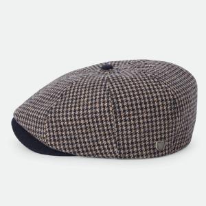 BRIXTON KEPS - BROOD NEWBOYS CAP - Navy/Sand Houndstooth 3 thumbnail