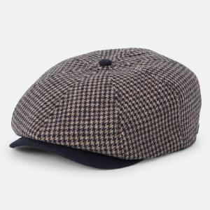 BRIXTON KEPS - BROOD NEWBOYS CAP - Navy/Sand Houndstooth 2 thumbnail