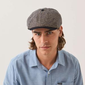 BRIXTON KEPS - BROOD NEWBOYS CAP - Navy/Sand Houndstooth