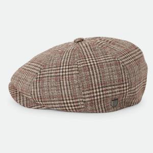 BRIXTON KEPS - Brood Newsboy Cap - Brown/Tan/Red Plaid 3 thumbnail