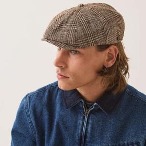 BRIXTON KEPS - Brood Newsboy Cap - Brown/Tan/Red Plaid