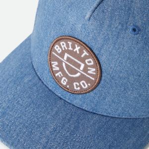BRIXTON KEPS - CREST C MP SNAPBACK - MEDIUM RINSE DENIM 3 thumbnail