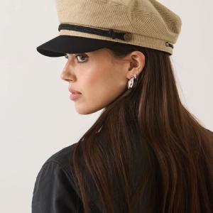 BRIXTON KEPS - FIDDLER FISHERMAN CAP KHAKI STRIPE/WASHED BLACK 4 thumbnail