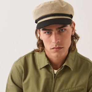 BRIXTON KEPS - FIDDLER FISHERMAN CAP KHAKI STRIPE/WASHED BLACK 2 thumbnail