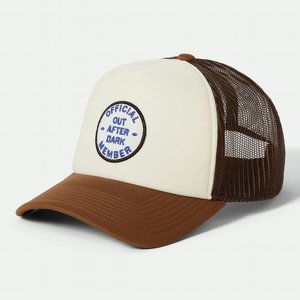 BRIXTON KEPS - OUT AFTER DARK NP HP TRUCKER HAT PIN CONE BROWN/ WHITE
