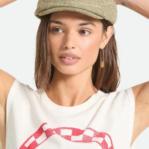 BRIXTON KEPS - UNISEX BROOD LW NEWSBOY CAP -SUVLINE GREEN HOUNDSTOOTH 2 thumbnail