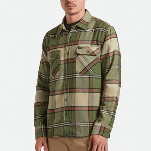 BRIXTON SKJORTA - BOWERY L/S FLANNEL - WILD GREEN/ADRENALINE RUSH 2 thumbnail